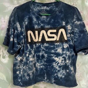 NASA Tie-Dye Graphic Tee | Blue Acid Wash |